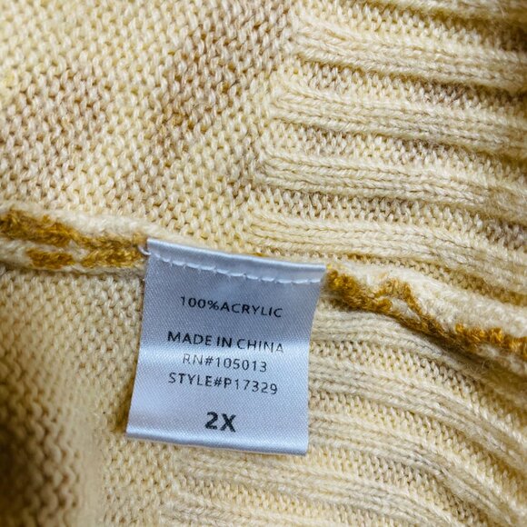 Andree By Unit Womens Cream Gold Cheetah Print Long Sleeve Cardigan Sweater 2X - Picture 4 of 8